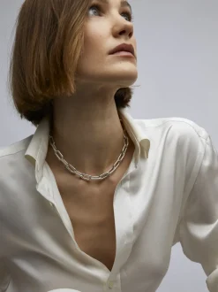 Small Silver Oval Chain Necklace