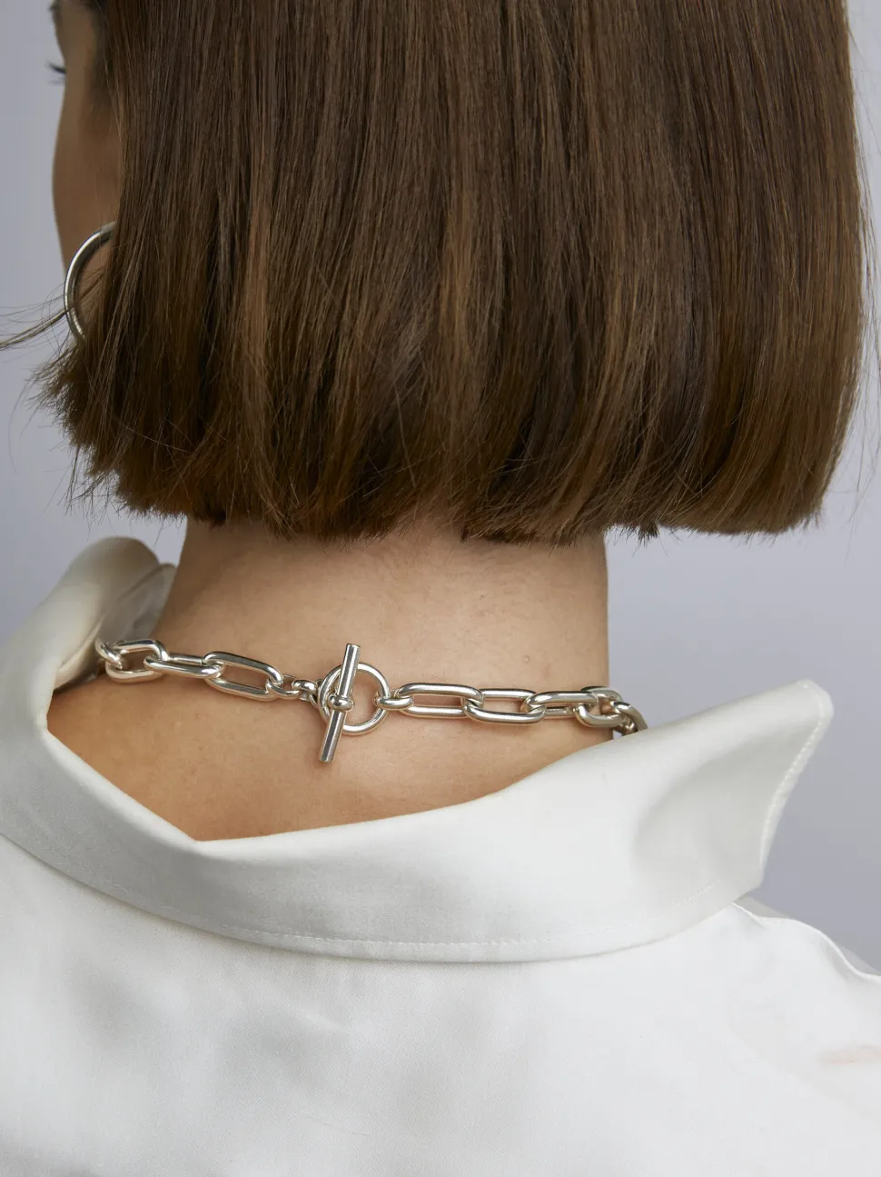 Small Silver Oval Chain Necklace