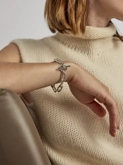 Small Silver Oval Linked Bracelet