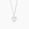 Small Silver Padlock Heart on Fine Curb Chain
