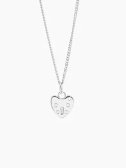 Small Silver Padlock Heart on Fine Curb Chain