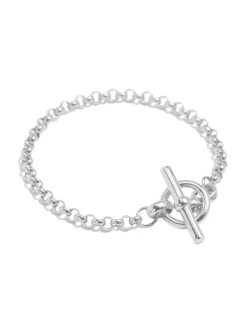 Small Silver T-bar Clasp on Belcher Chain Bracelet