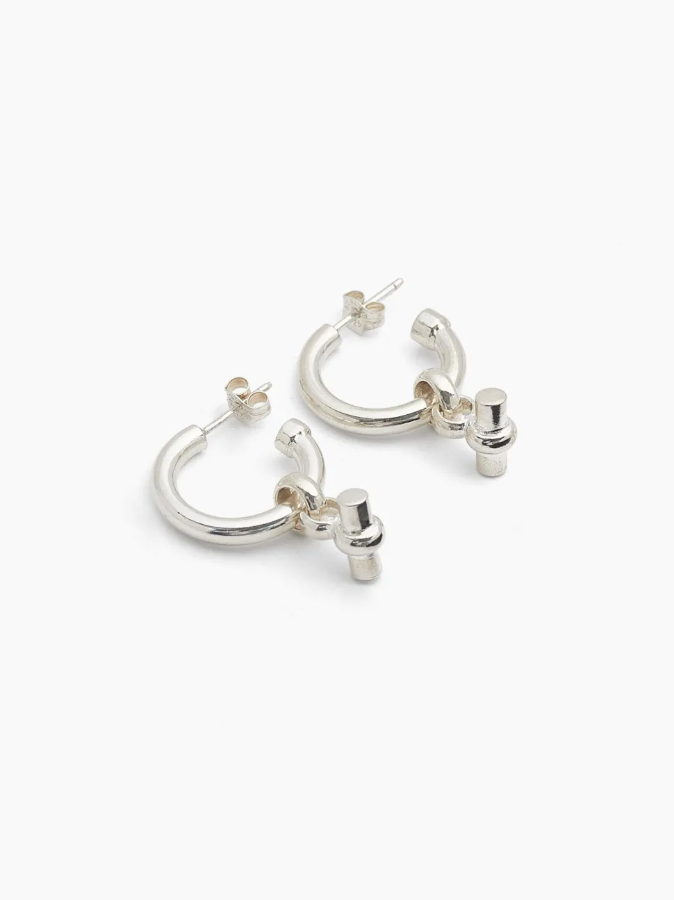 Small Silver T-Bar Earrings