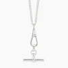Small Silver T-Bar on Belcher Clipt Necklace