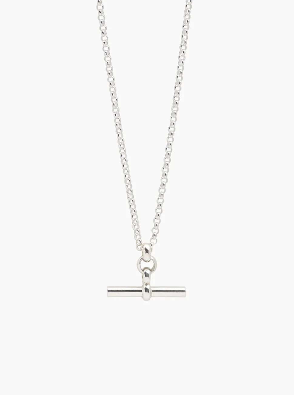 Small Silver T-Bar On Belcher Chain