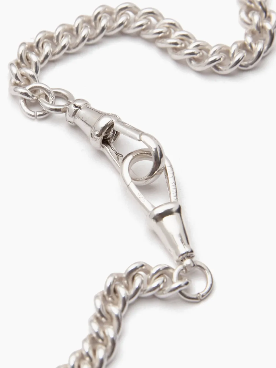 Small Silver T-bar on Slim Curb Clipt Necklace