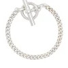 T-Bar Clasp Silver Curb Link Bracelet