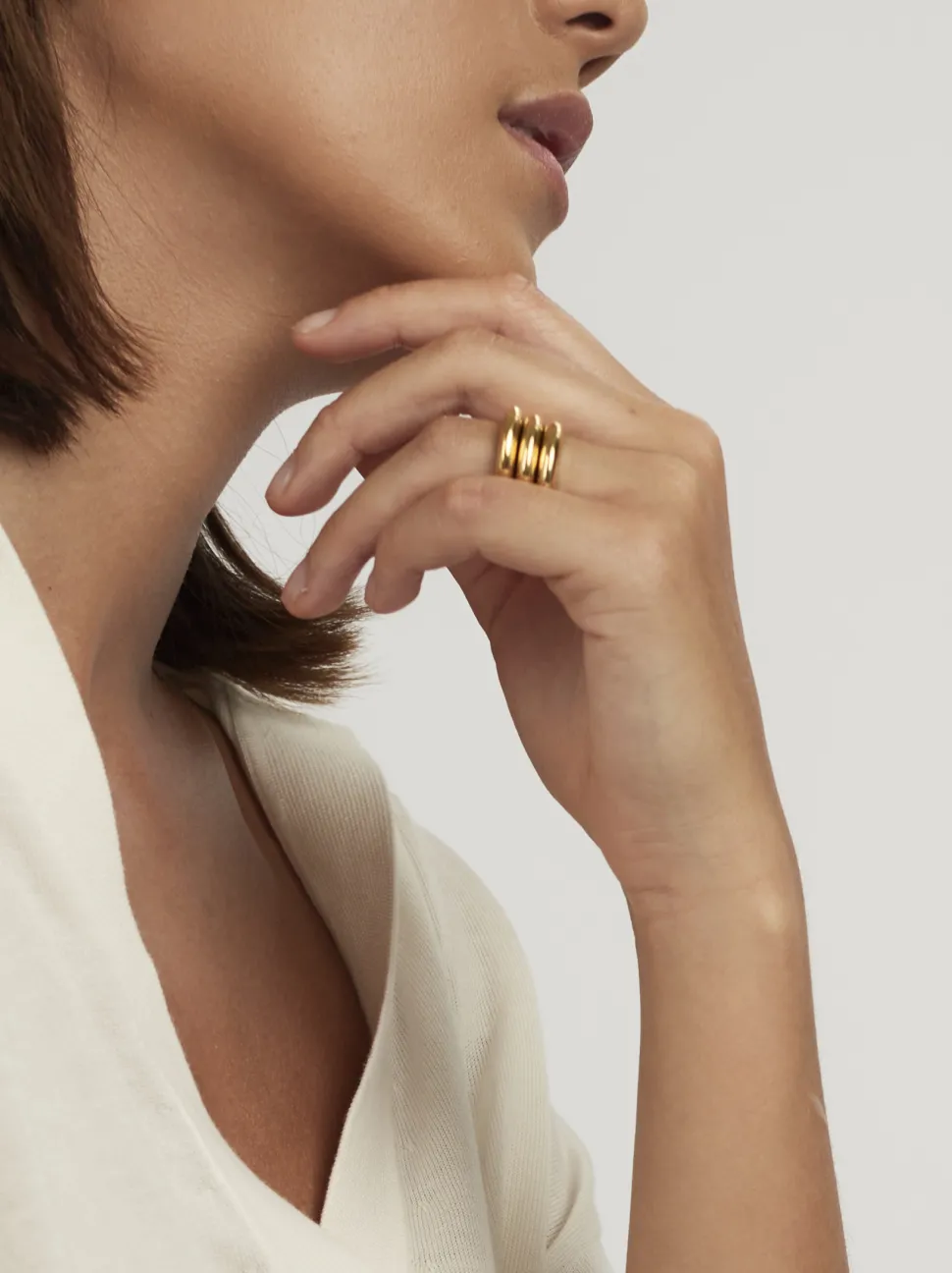 Triple Gold Slice Ring