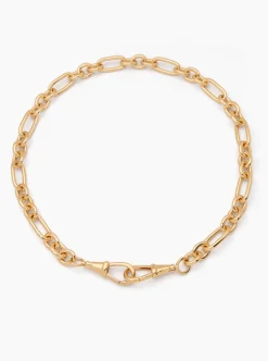 Turquoise Enamelled Giant Gold T-bar on Watch Clipt Necklace