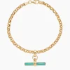 Turquoise Enamelled Small Gold T-bar on Belcher Bracelet
